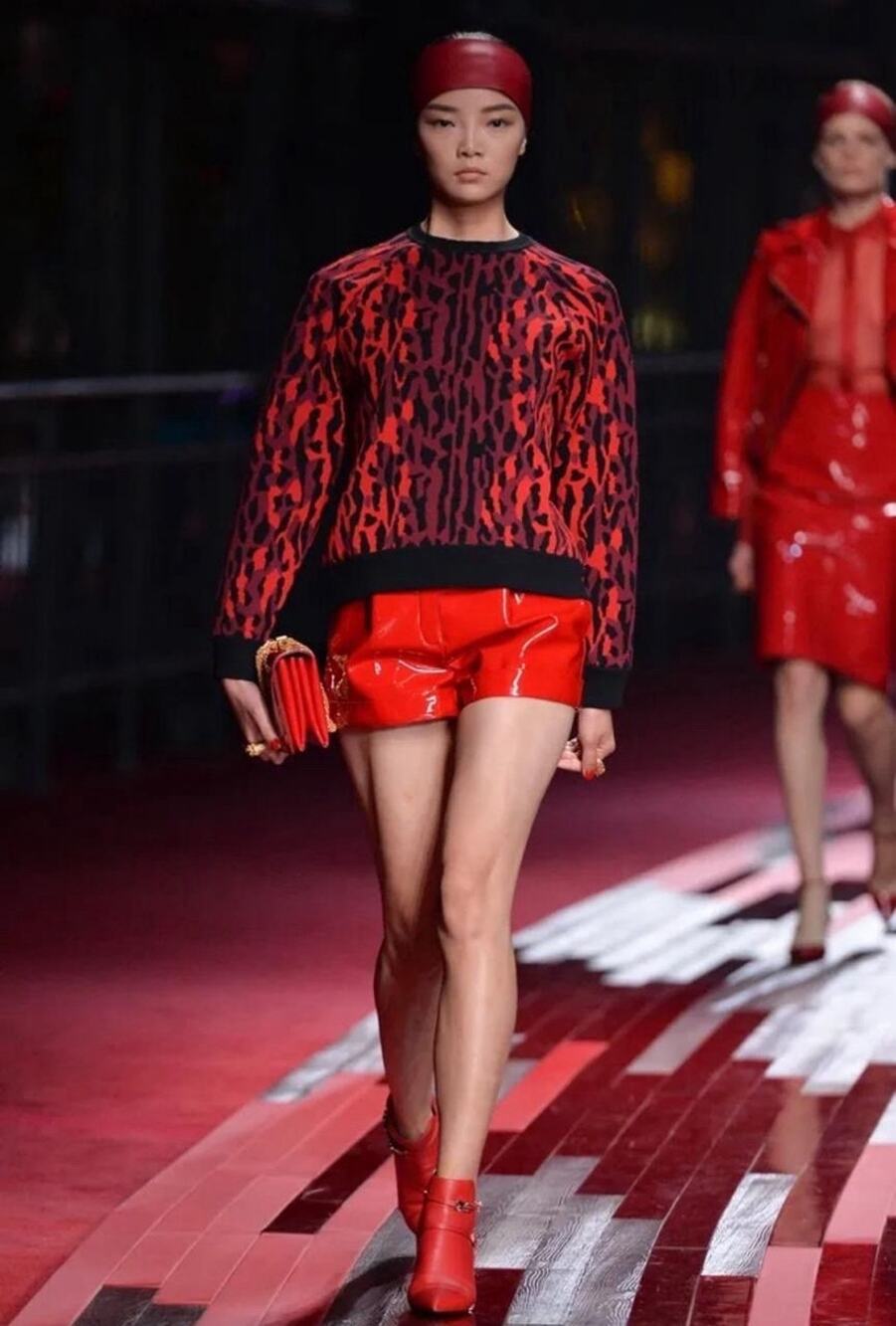 Valentino Red Black Leopard Animal Print Viscose Knit Sweatshirt Sweater (S)